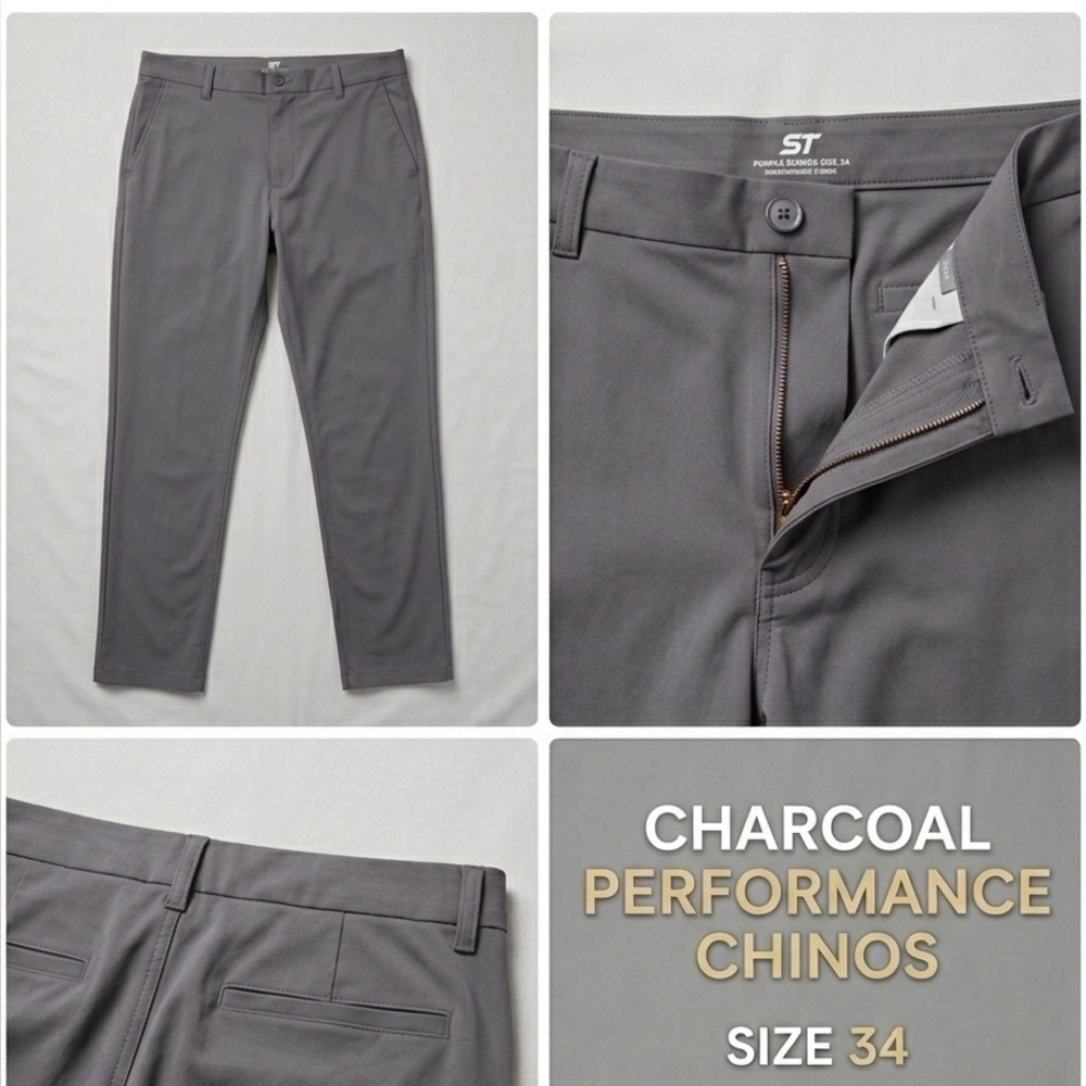 ZELOS Charcoal Performance Chinos - Men's